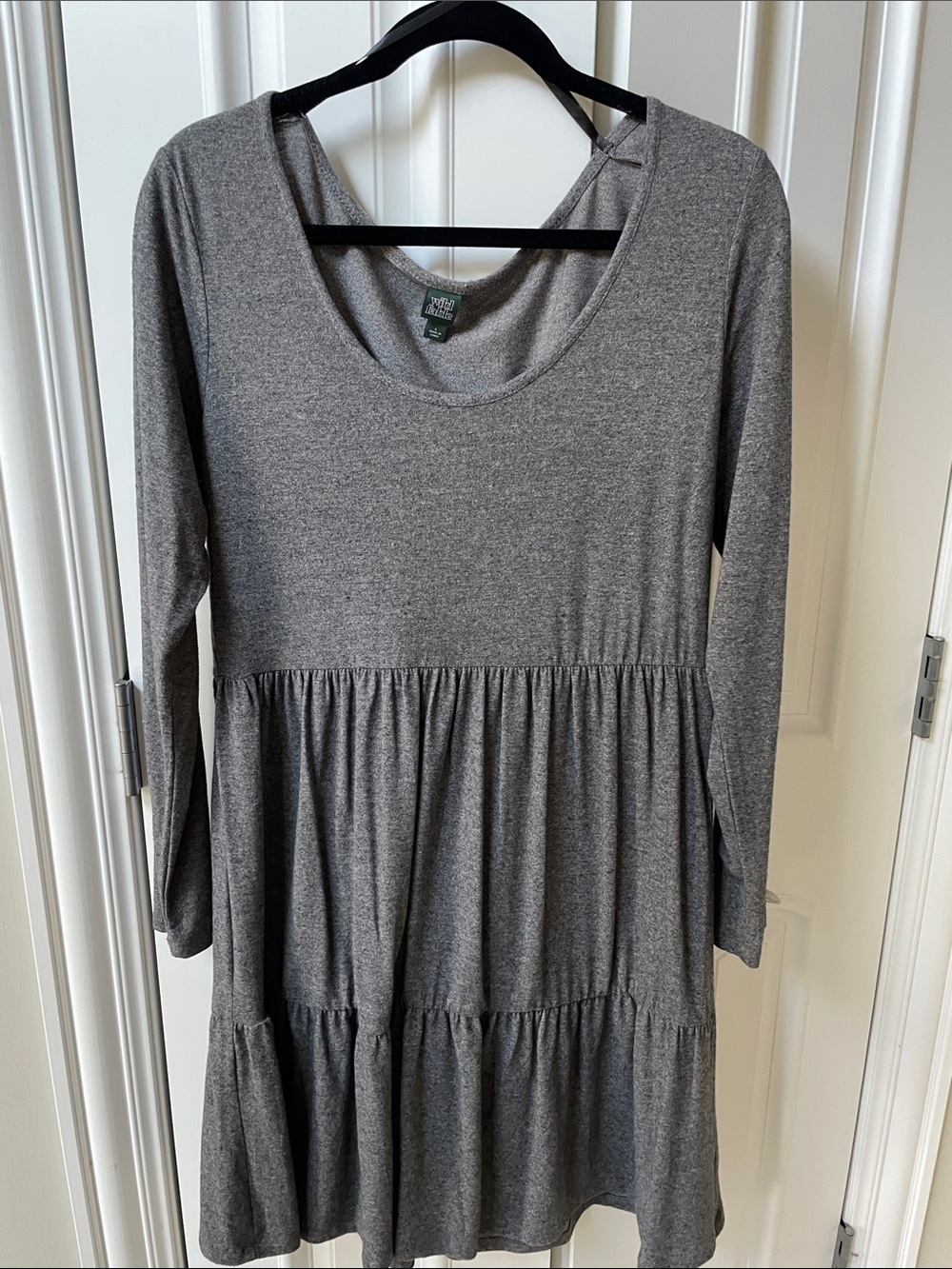 Casual Gray Long-Sleeve Tiered Dress - wild fable
